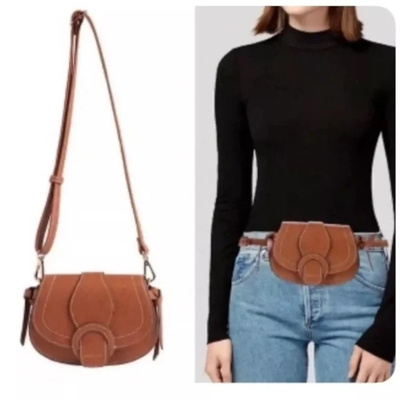Western Vibes ✨Rachel Zoe Saddle Crossbody Bag in Cognac Brown NWT - Picture 5 of 9
